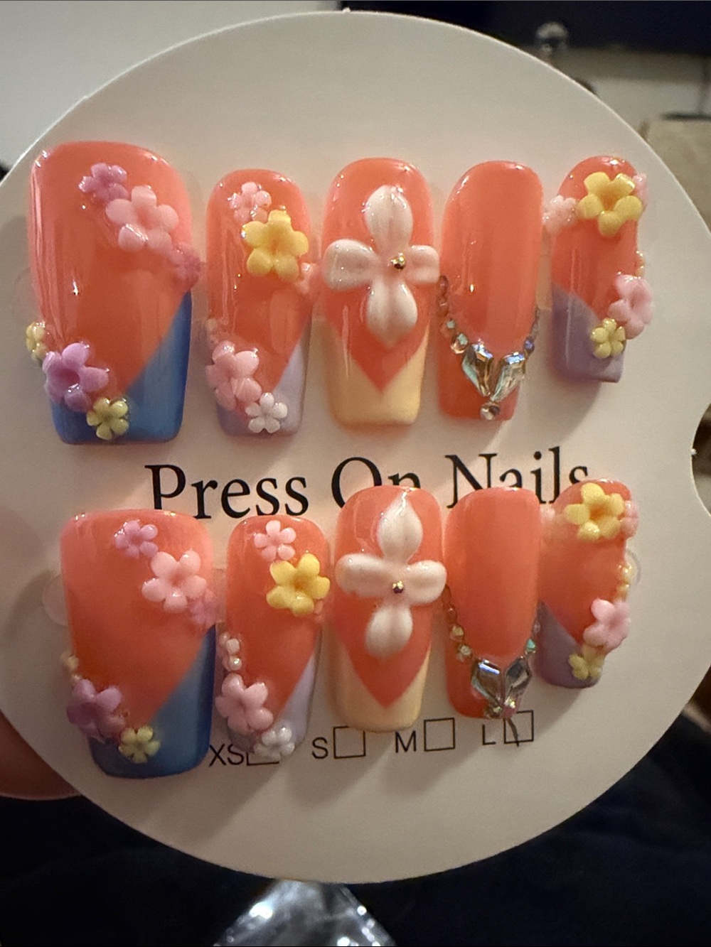 Floral 3D handmade acrylic Press-On Nail Set